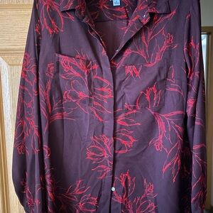 SOLD!!! A New Day Burgundy and Red Blouse